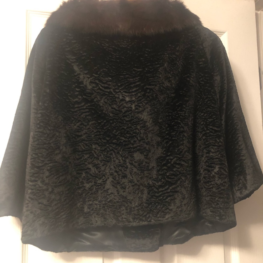Vintage curly Persian lamb wool jacket mink collar - Picture 2 of 5